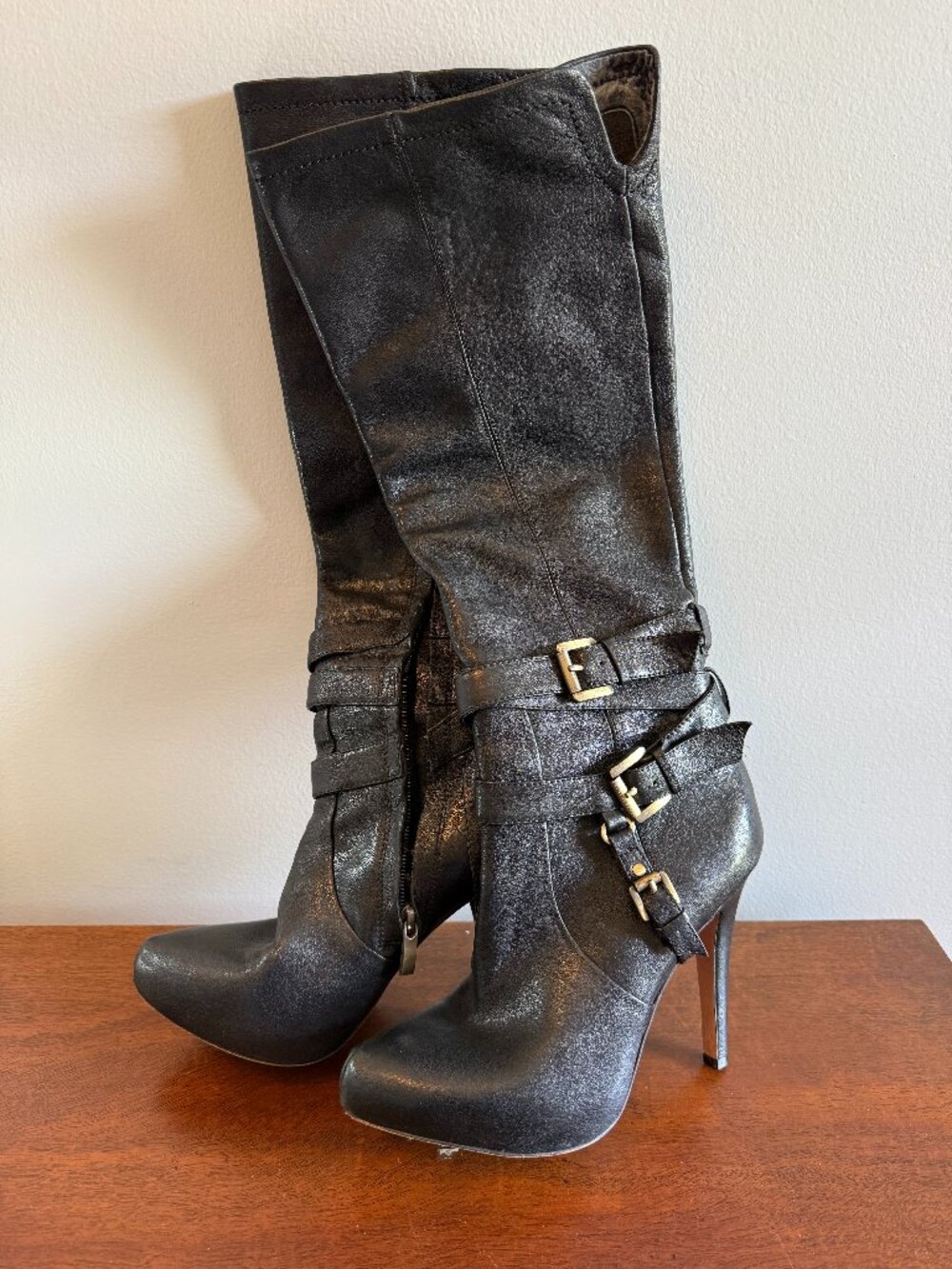 Sam Edelman Roula Black Leather Knee-High Boots Women's Size 6.5